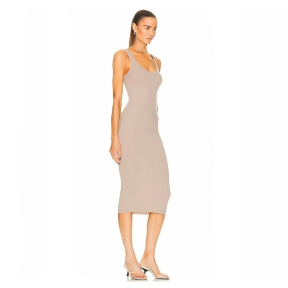 Enza Costa Grey Viscose Silk Ribbed Tank Maxi Dress Size S Made in USA